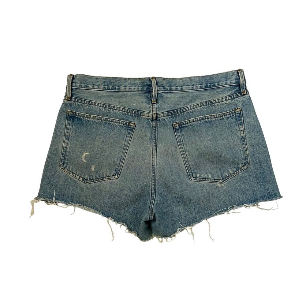 FRAME Le Bardot Straight Shorts - Distressed Cut-Off Denim - Blue - Size 30 - Picture 2 of 5